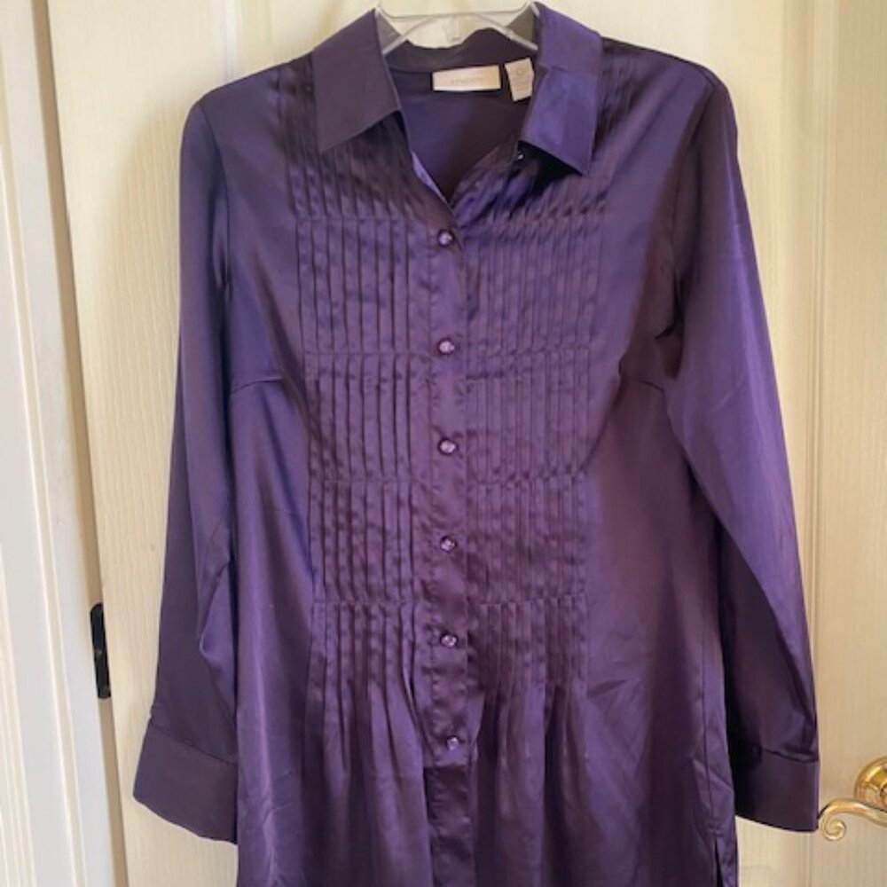 Chico's Purpule Button Up Long Sleeve Blouse Size 0 US Small